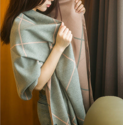 Cashmere double-sided scarf room thickened long shawl