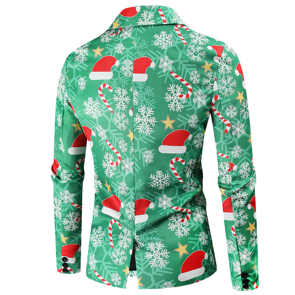 Men's Christmas Printing Casual Suit Jacket