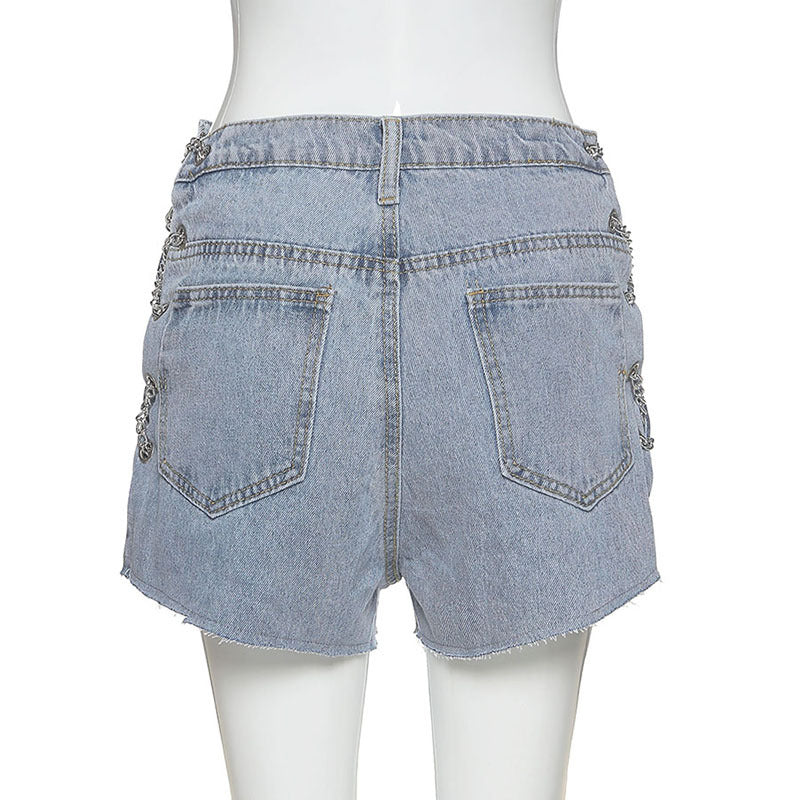 High-waist cut-out strap slim fit casual jeans