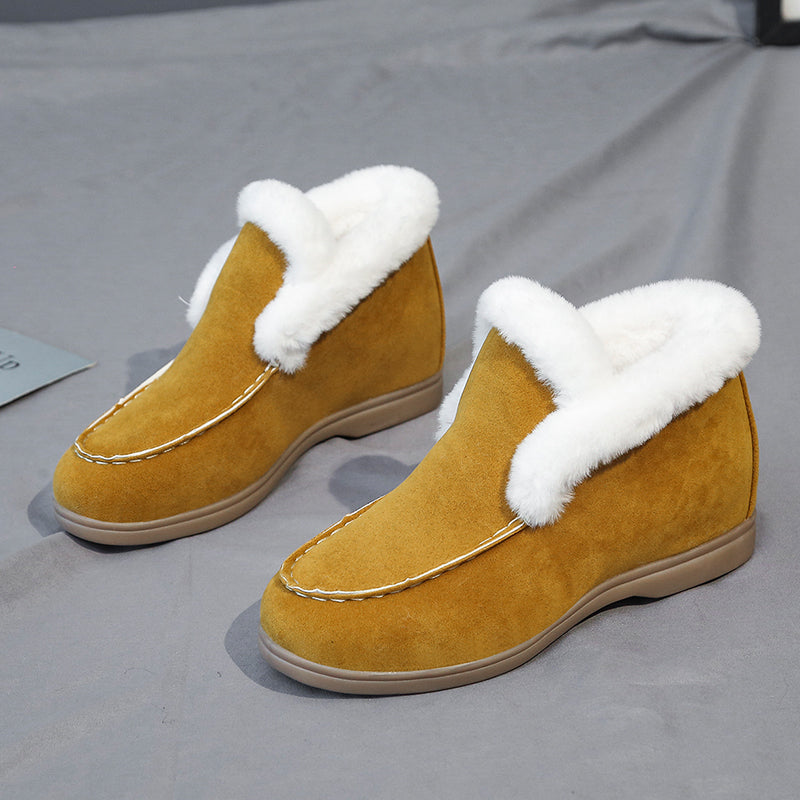 Ankle Snow Boots Warm Fur Suede Casual Flat Shoes Winter