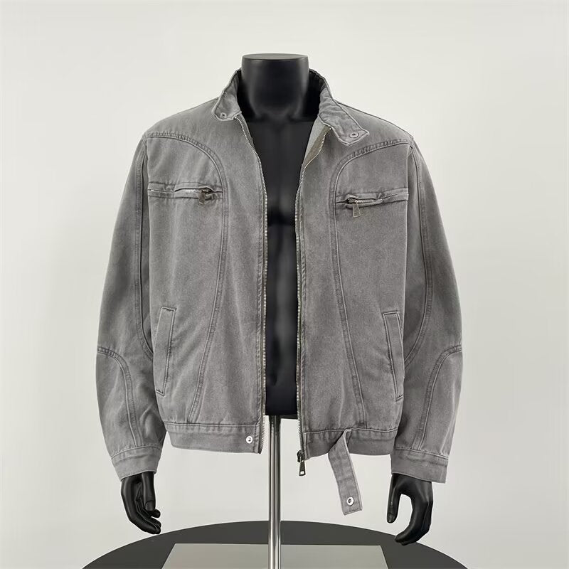Herre Heavy-Duty Vasket Og Slidt Denimjakke
