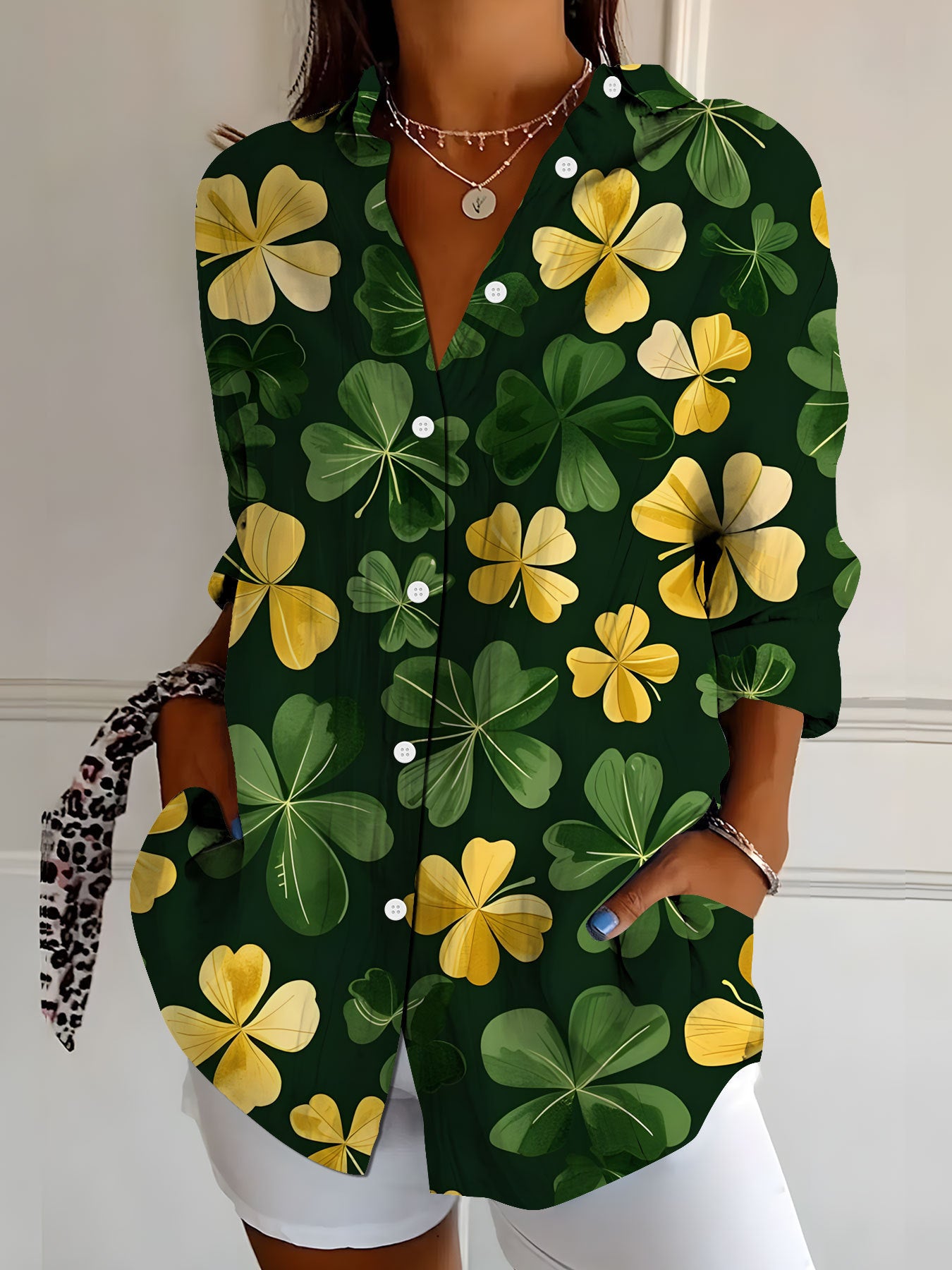 New Womens Floral Print Premium Elegant Long Sleeve Shirt
