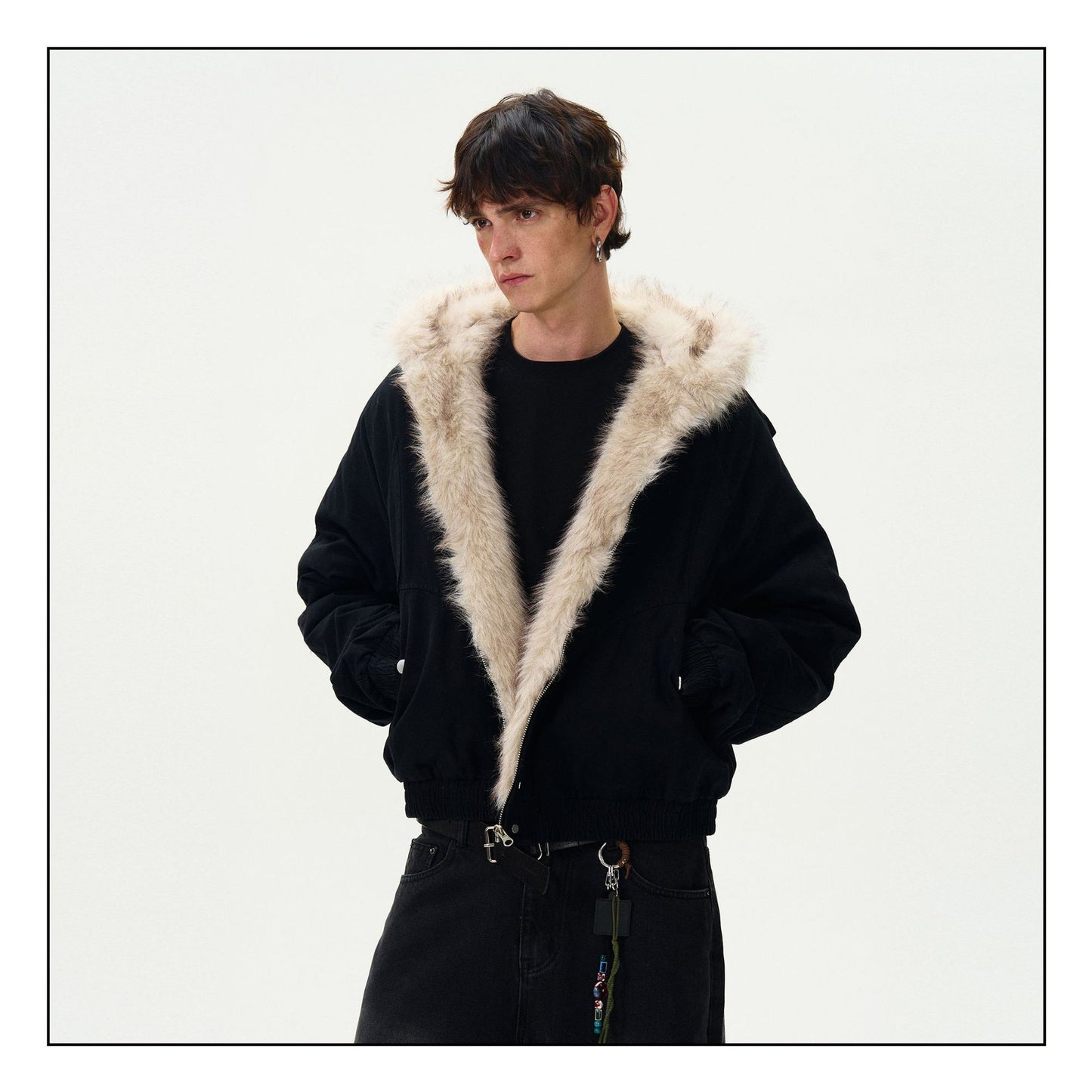 American Retro Niche Deconstructed Patch Design Fleece Jacket