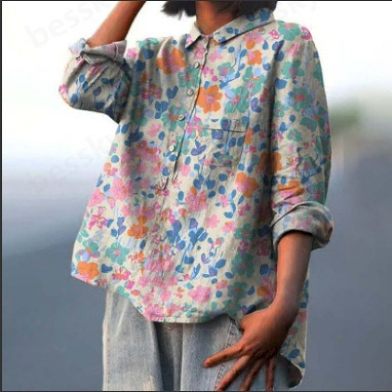 Animal Print Hawaiian Long Sleeve Shirt