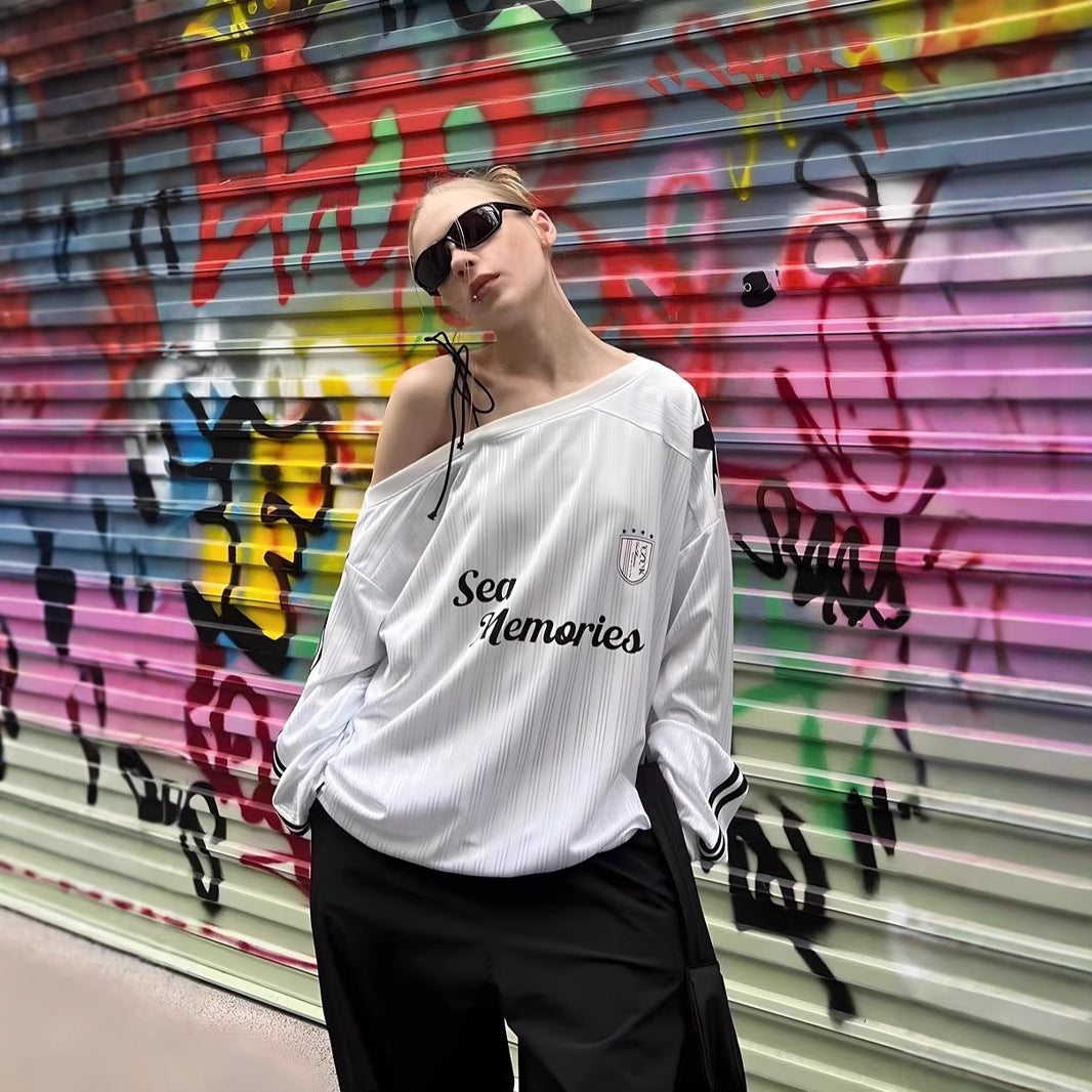 Amerikansk sweatshirt med skulderlangt ærme og bogstavtryk