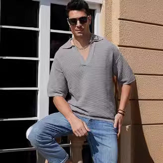 European And American Knitted Solid Color Loose Men
