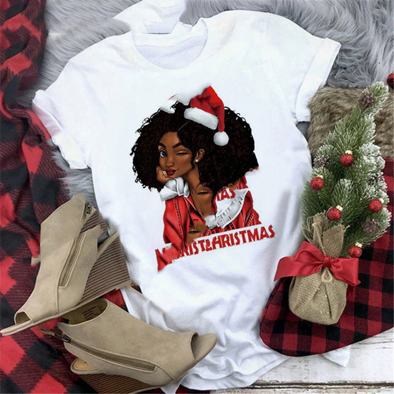 Christmas Print Girlfriends Red T-Shirt