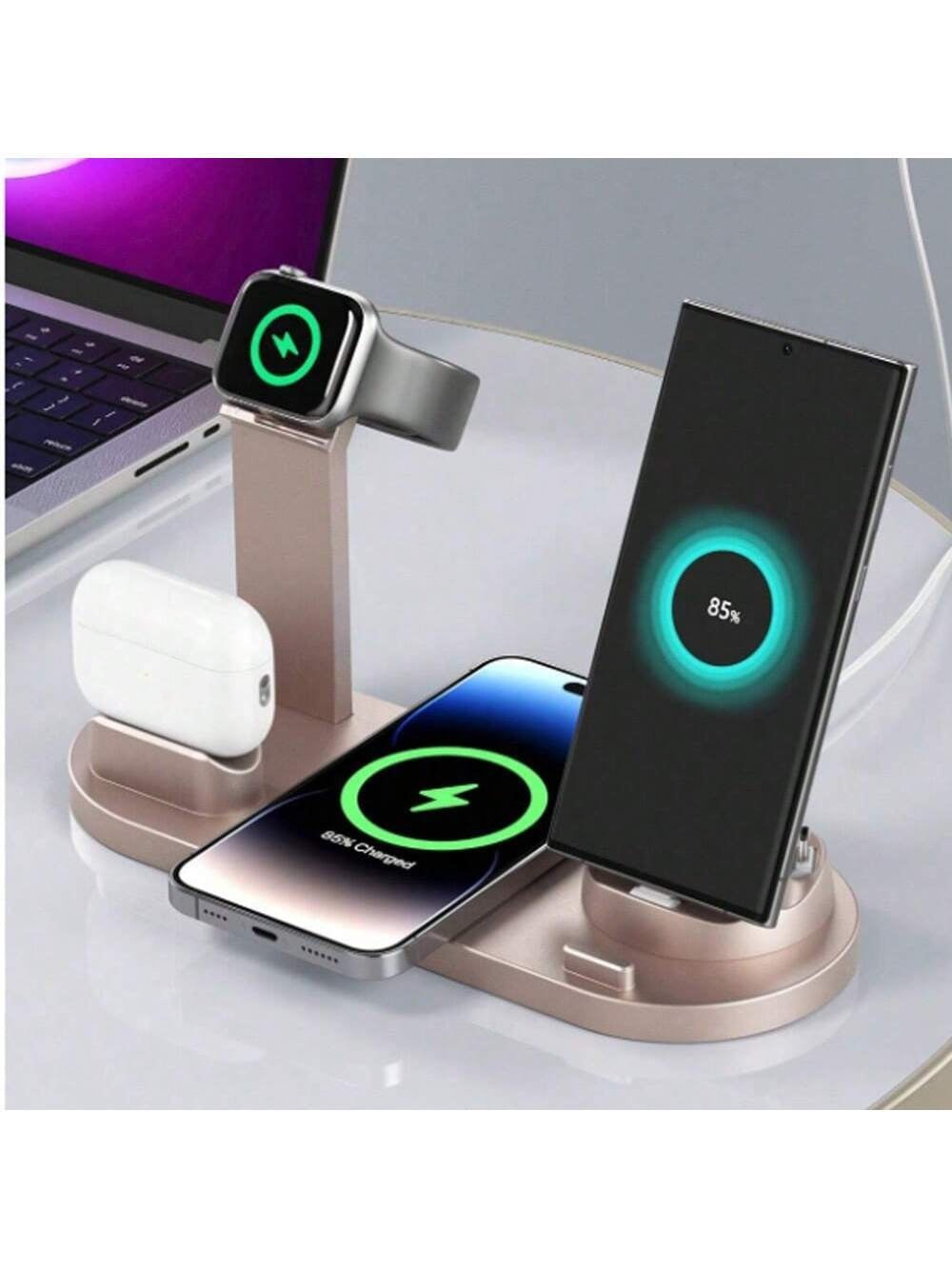6 in 1 Wireless Charger Stand Pad Compatible with Iphone Apple Watch Airpods Desk Phone Chargers Fast Charging Dock Station Compatible with Iphone Multiple Devices Compatible with Iphone Compatible with Apple Watch 1-8, Compatible with Airpods 3/2/Pro, Compatible with Iphone, Ipad, Android Phone Gifts Compatible with Iphone 16 15 14 13 12 11 X 8 Pro Max/Pro/Mini/Plus, Compatible with Watch Compatible with Airpods Suitable for Office, Dorm, and Home