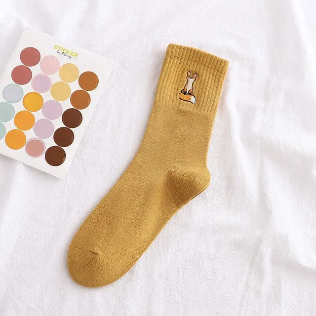 Women's Fashion Thin Embroidery Silk Socks