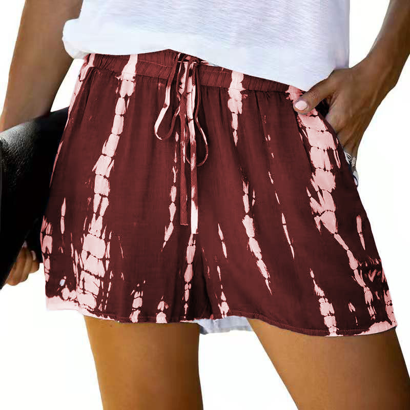 Summer European And American Tie-dye Striped Wide-leg Shorts