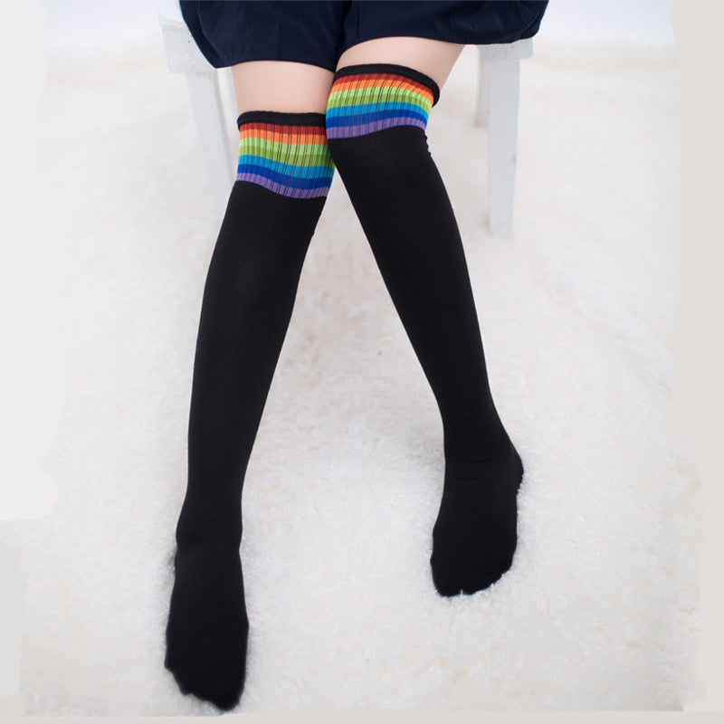 Rainbow long socks fall and winter knee socks