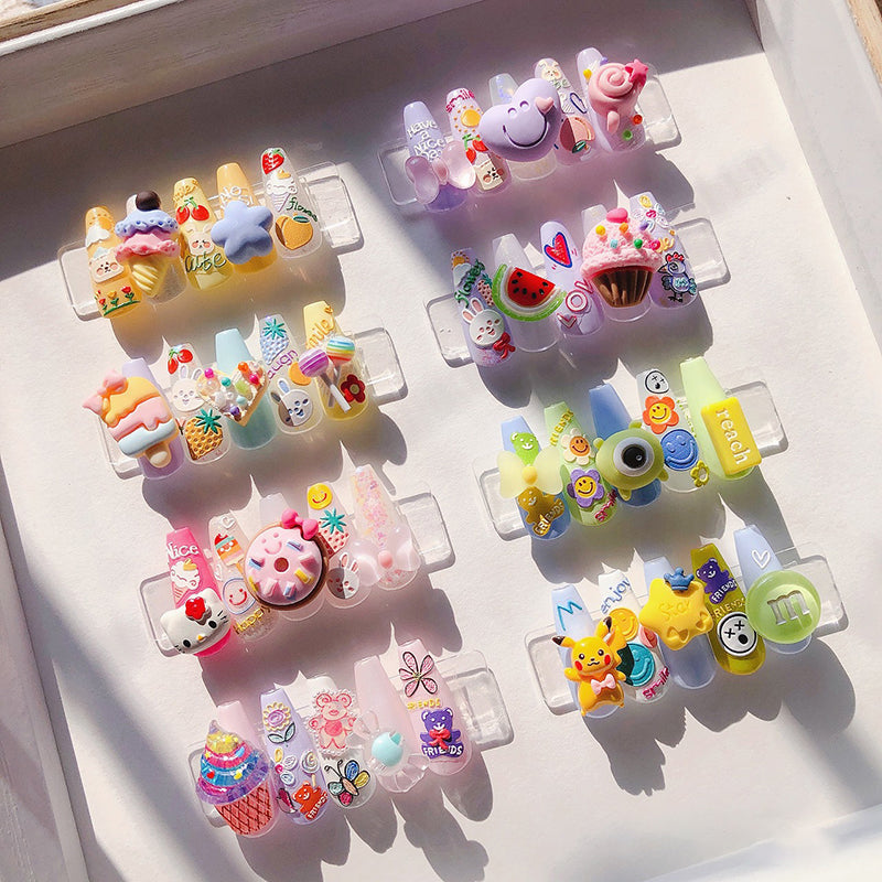 Simple And Cute 5D Adhesive Embossed Nail Stickers