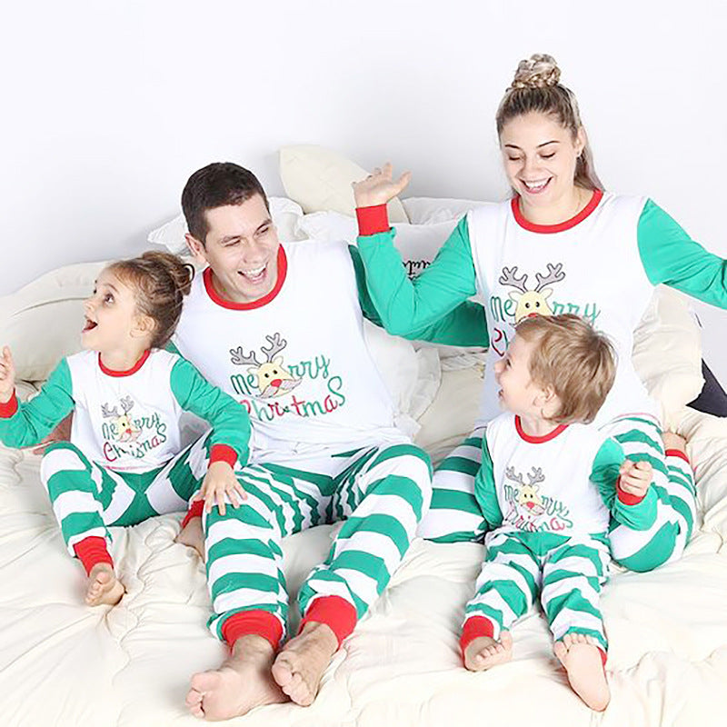 Striped Printing Long-Sleeved Home Leisure Parent-Child Suit