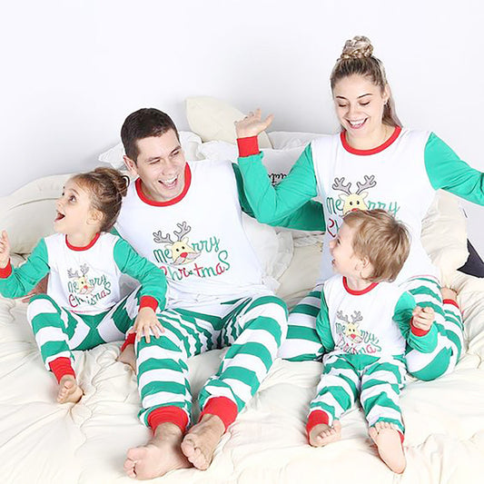 Striped Printing Long-Sleeved Home Leisure Parent-Child Suit