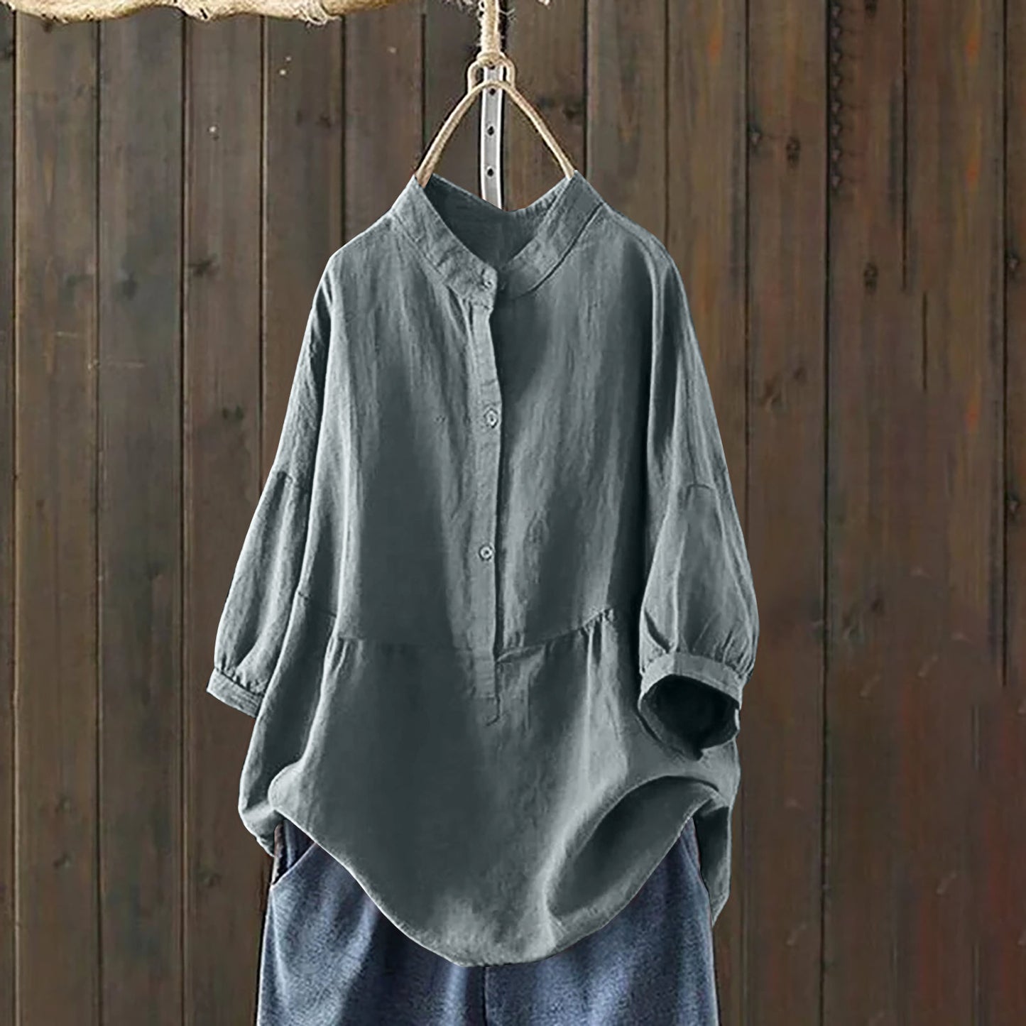 Skindjakke med opretstående krave, enkeltradet, traditionel stil, ensfarvet, langærmet pullover-skjorte