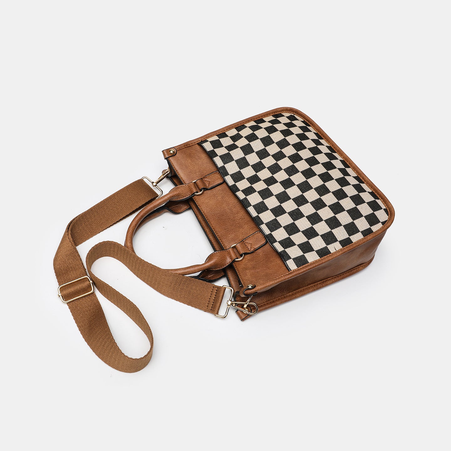 Large Capacity Chessboard Assorted Colors Retro Shoulder Bag