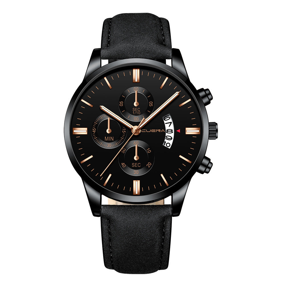 Men's Business Watch Three-eye six-point scale with calendar watch