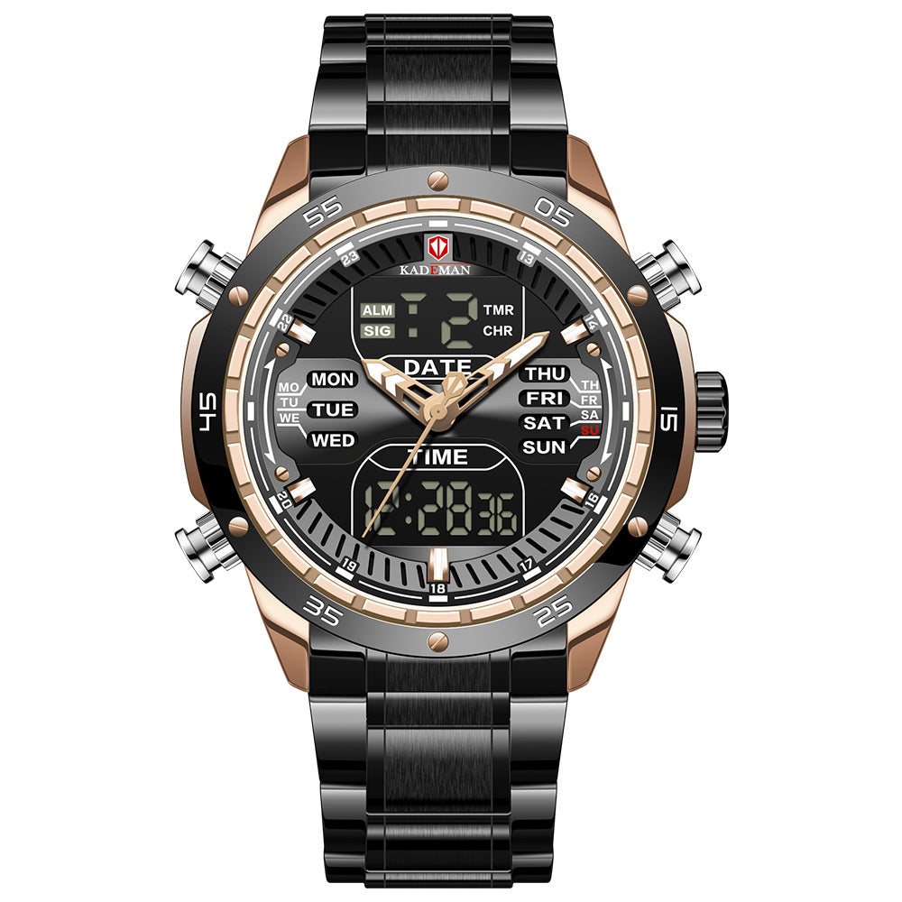 Sports Multifunctional Waterproof Steel Band Quartz Watch