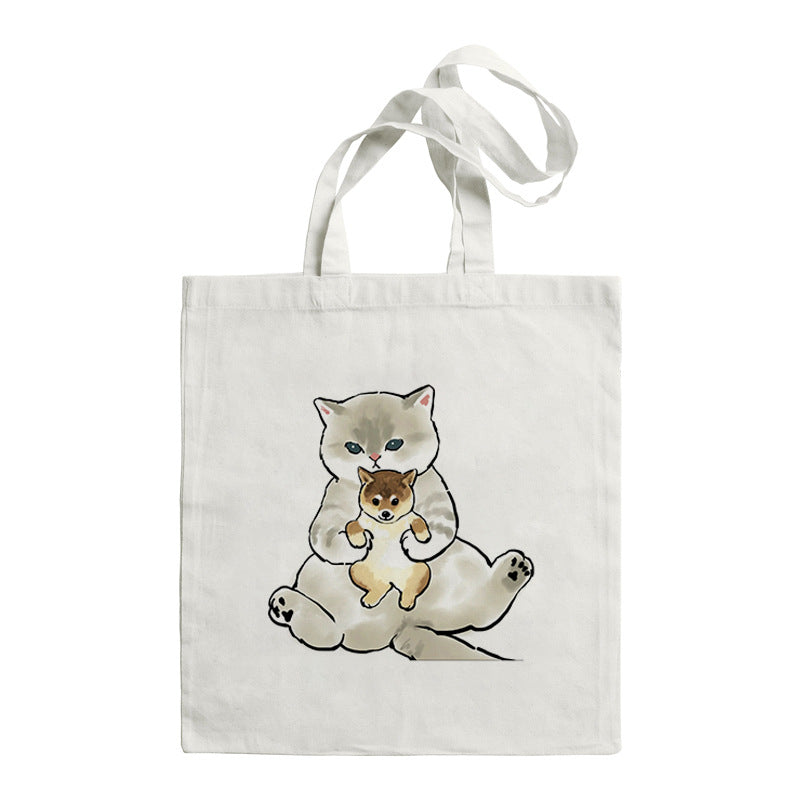 Shark Cat Printed Canvas Bag Shoulder