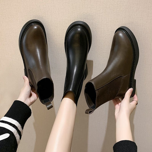 European and American Style Women's Thick Heel Boots Flat Boots