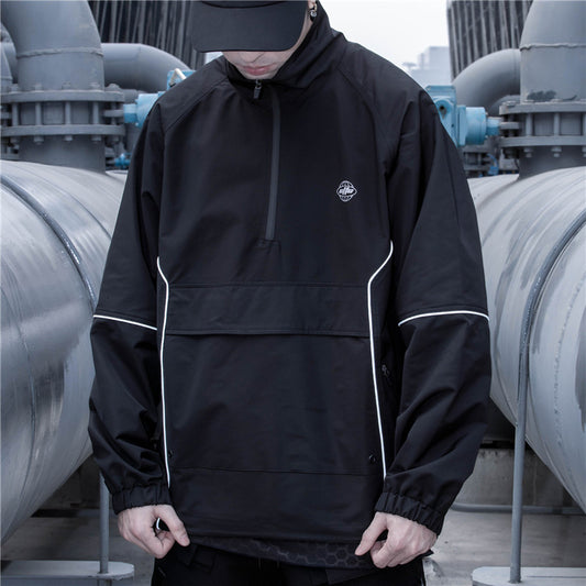 reflective half zipper jacket