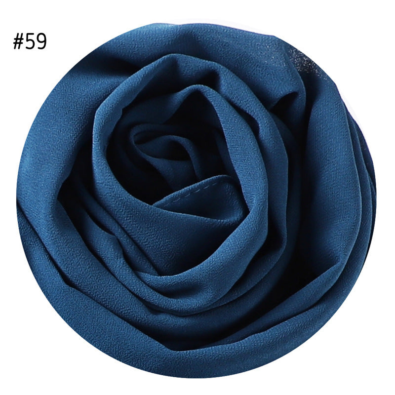Women's Simple And Versatile Solid Color Pearl Chiffon Scarf