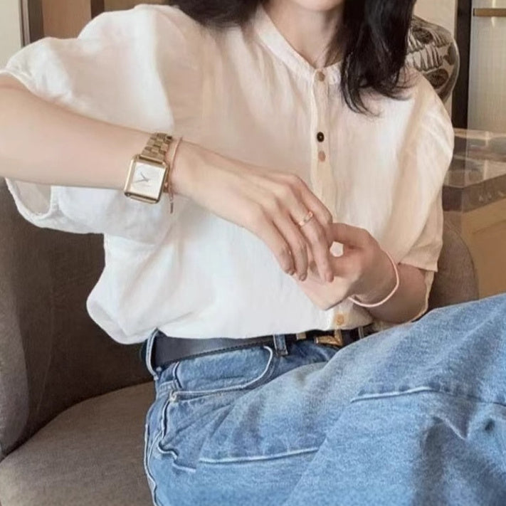 Summer Thin Loose Puff Sleeve Top Shirt