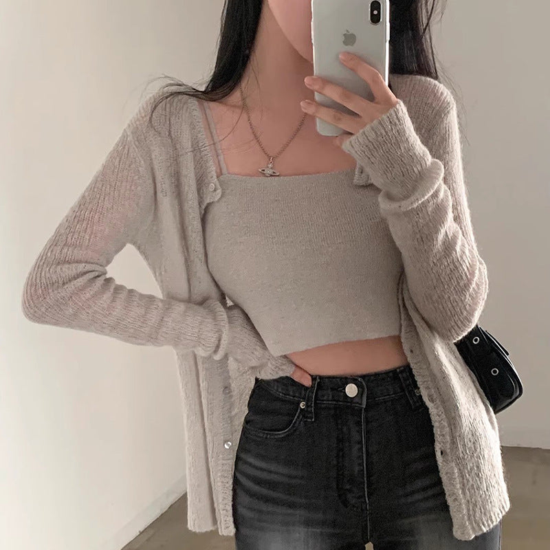 Strappy Cardigan Two-piece Set