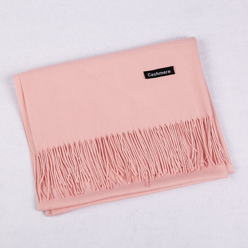 Solid Color Artificial Cashmere Scarf Female 220g Warm Shawl