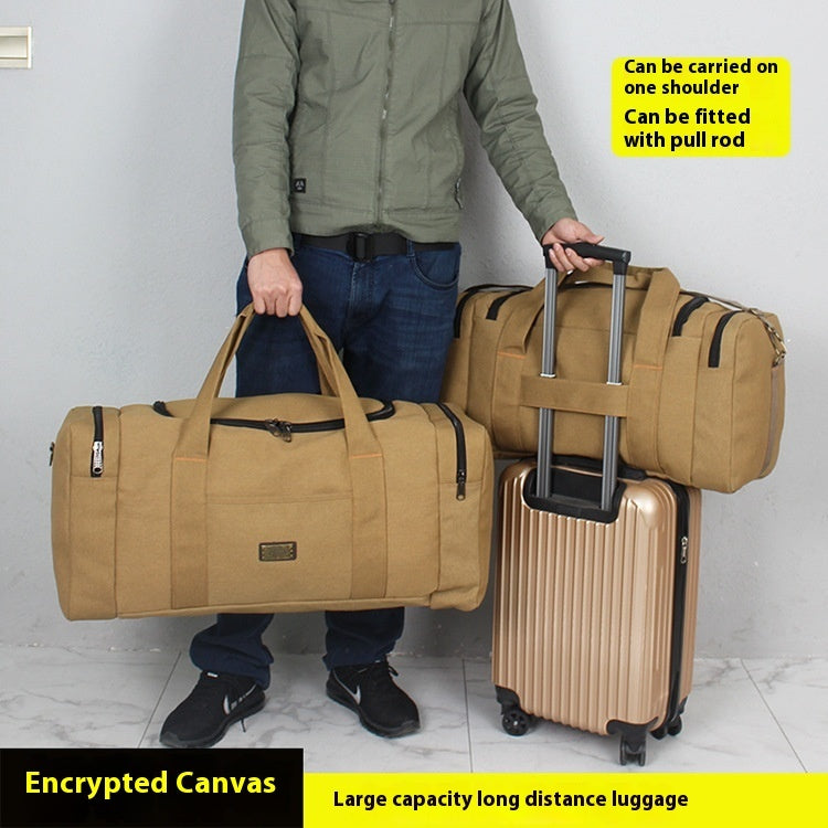 Encrypted Canvas Minimalism Large Capacity Long-distance Handbag