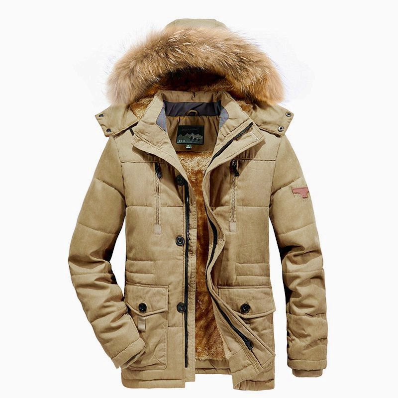 Casual Multi-pocket Hooded Men's Thick Cotton Jacket