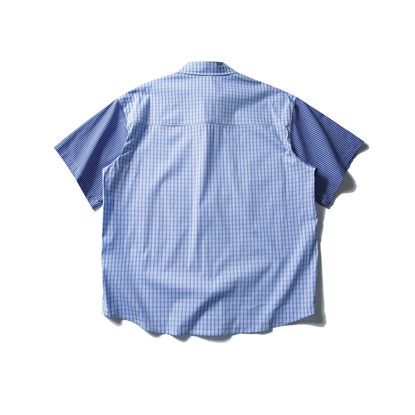Color Contrast Patchwork Short Sleeve Plaid Shirt Men's Summer