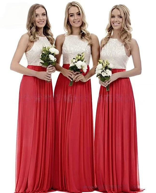 New Elegant Modest And Sophisticated Slim-Fit Long Lace Bridesmaid Dress For Spring
