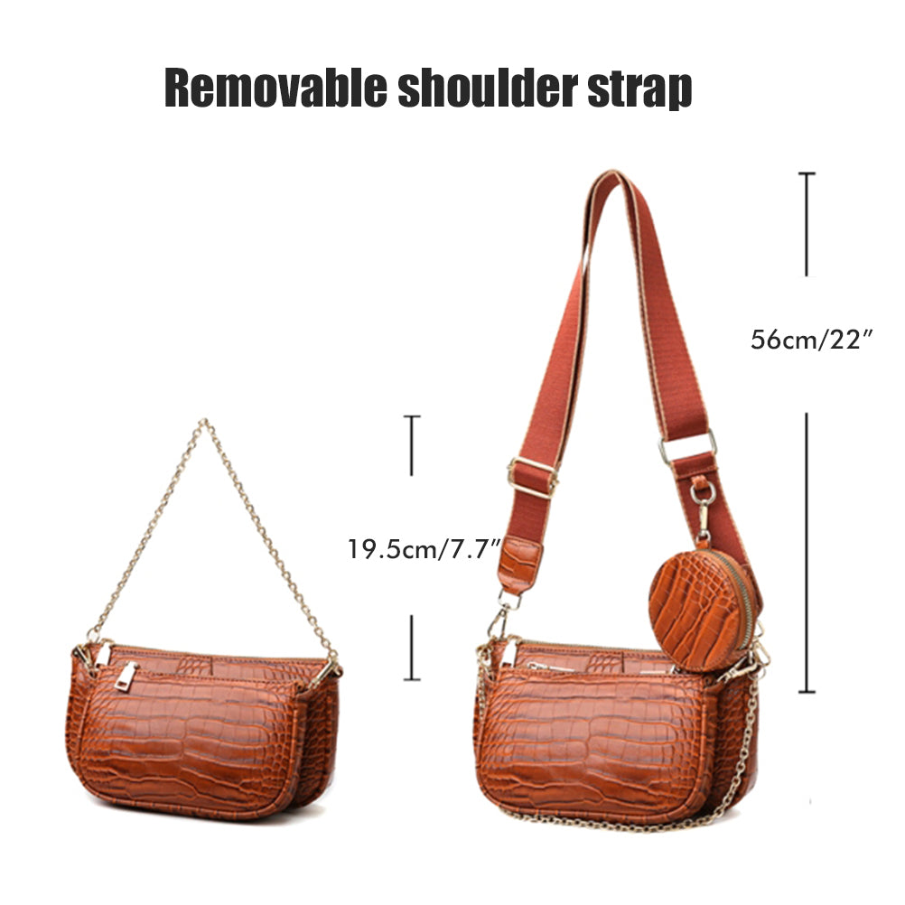 PU Leather Picture-mother Three-piece Crossbody Bag