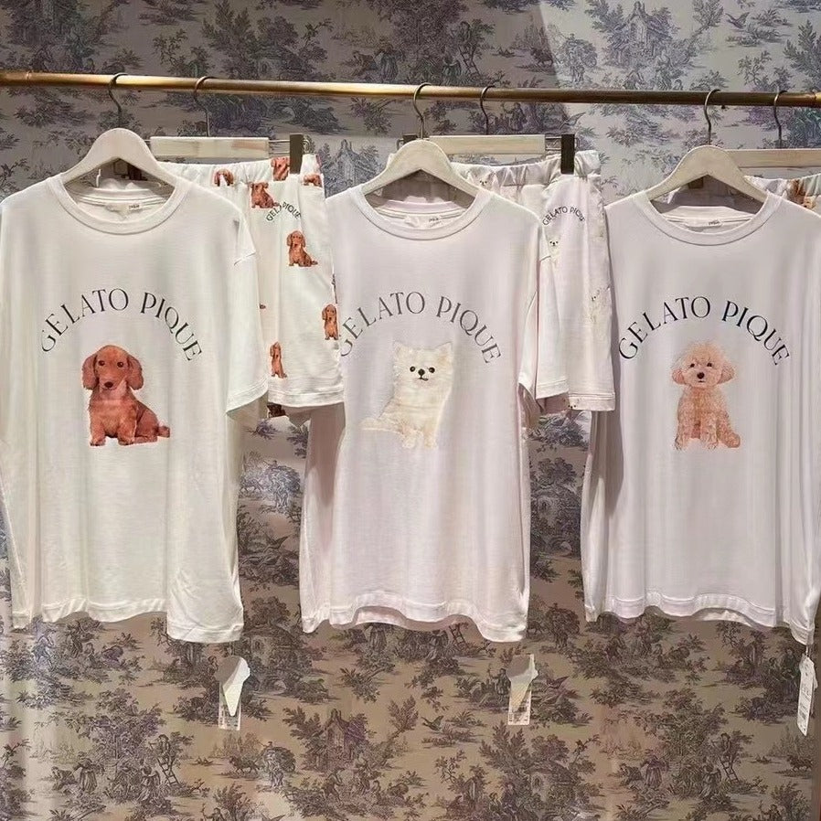 New Cute Dog Pajamas For Women Summer Suit