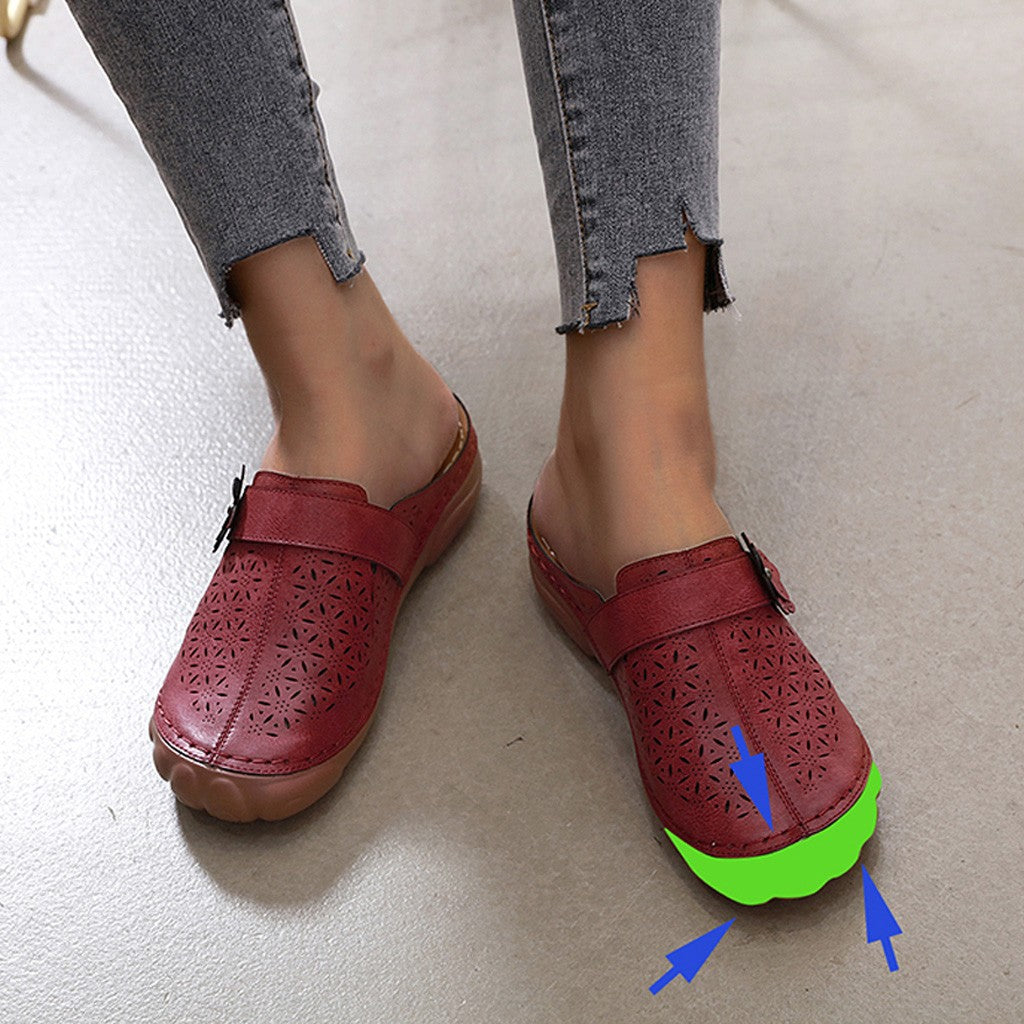 Openwork embroidered platform sandals