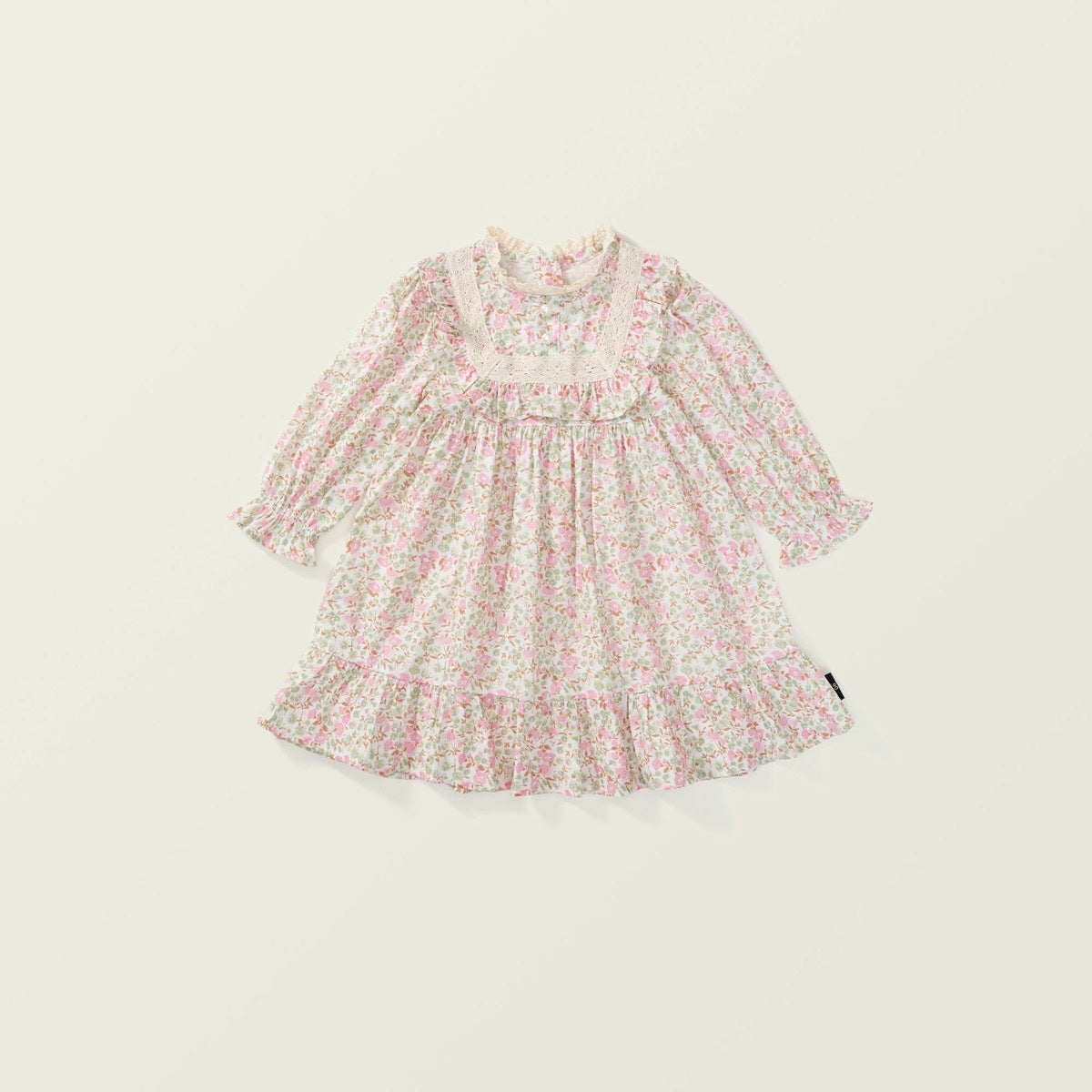 Girls' Floral Dress Garden Style Mori Style Lace Puff Sleeve Princess Dress