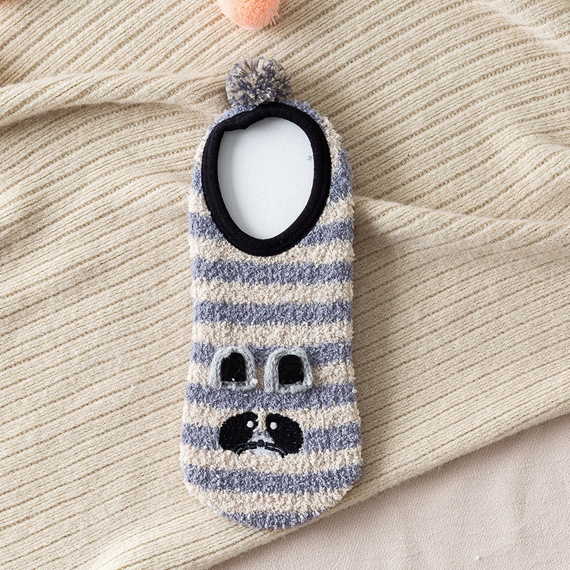 Coral fleece plus fleece padded floor boat socks