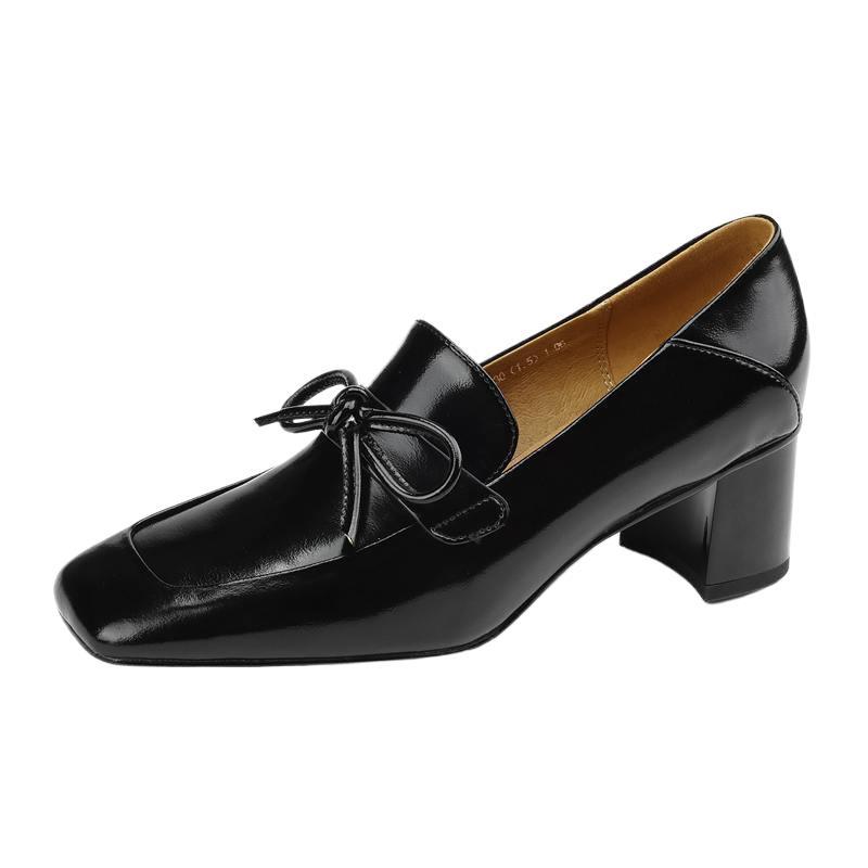 Retro Square Toe English Style Leather Shoes
