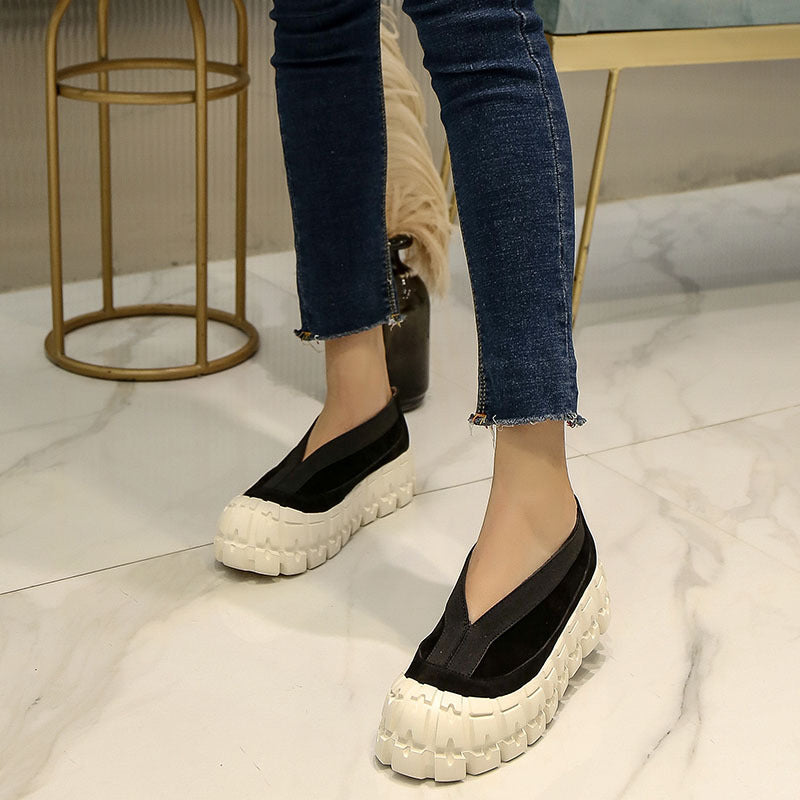 Frosted Baotou Casual Shoes With Platform Soles