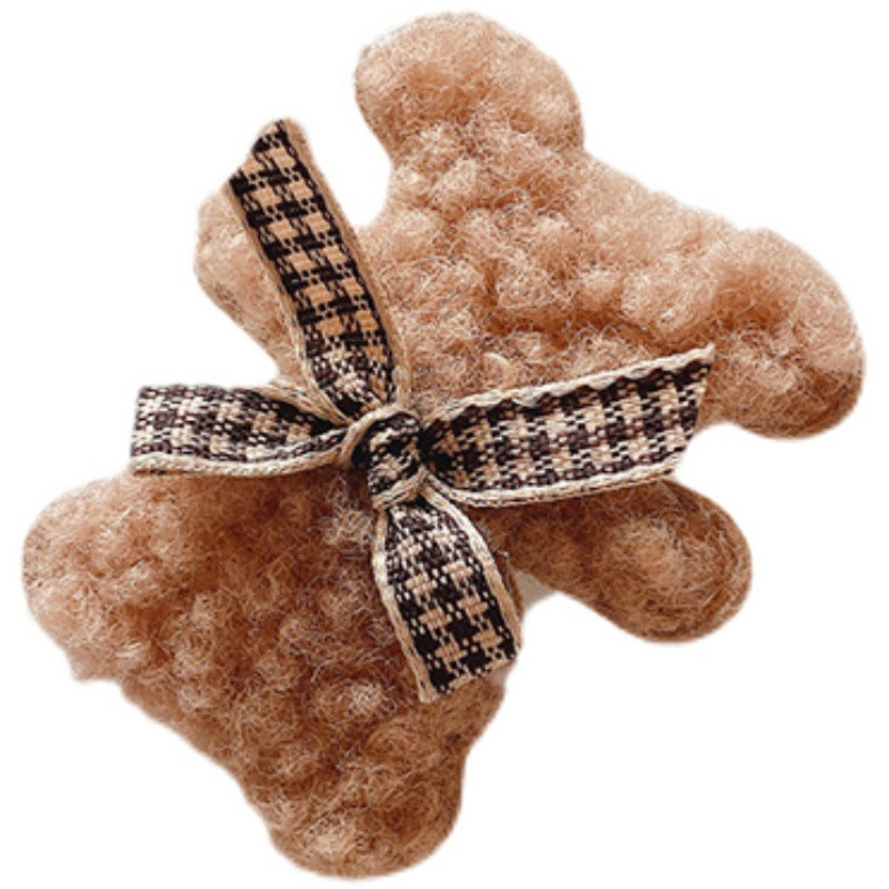 Autumn And Winter Cute Milk Coffee Color Plush Bear Edge Clip