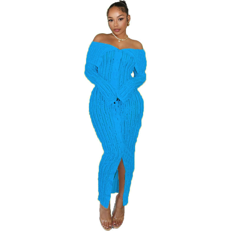 Stylish And Elegant Off-shoulder Long-sleeve Dress