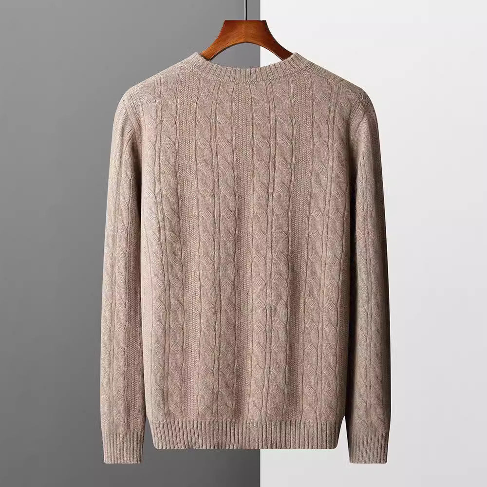 Rundhalset Kaschmirtrøje til Mænd Langærmet Pullover Klassisk