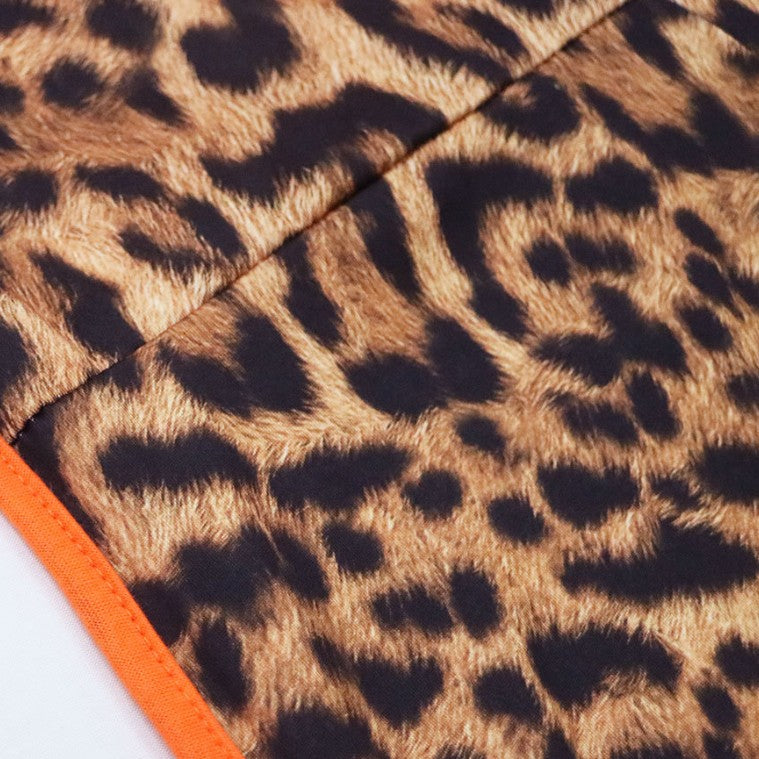 Women's Deep V Leopard Splicing Slim Vest Jumpsuit