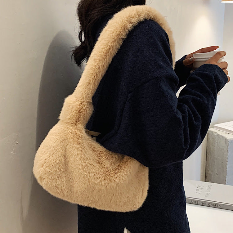 Plush one shoulder messenger bag