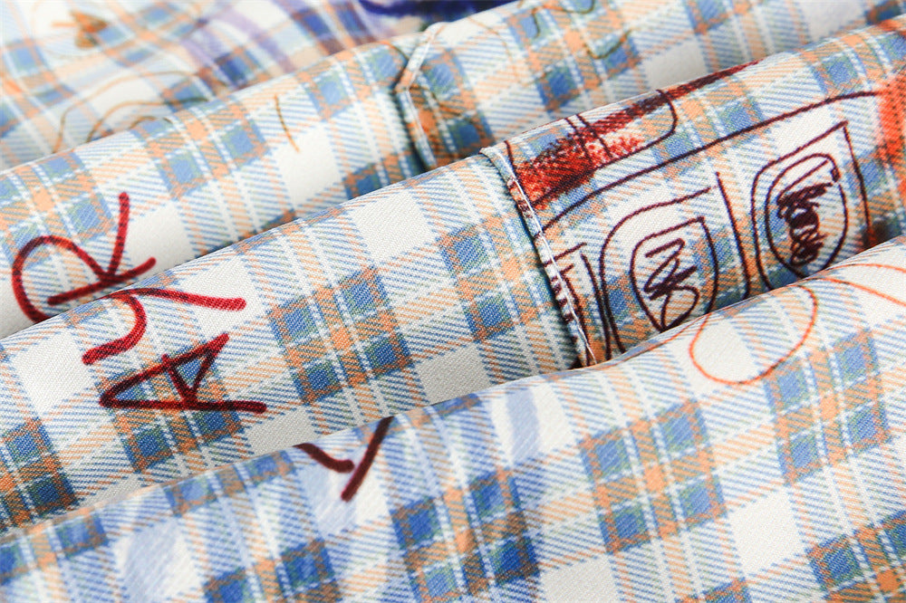 Graffiti Plaid Hooded Suits Men And Women