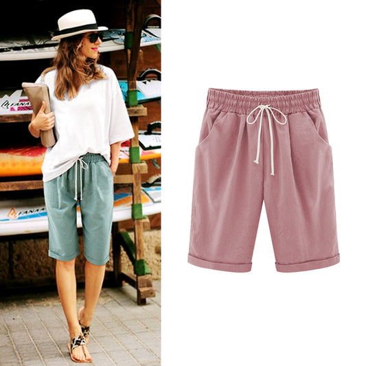 Women's five-point wide-leg pants