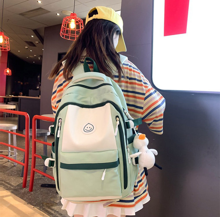 Fashion Color Matching Backpack Ins Simple Korean Version Schoolbags Junior High School College Students Bags