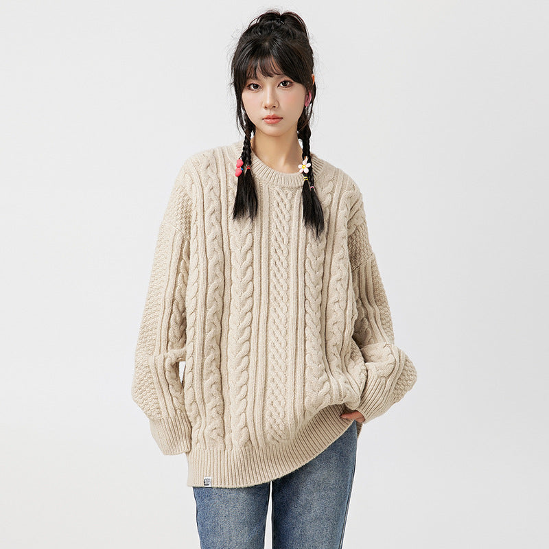 Japanese-style Retro Simple Sweater Male Couple Loose