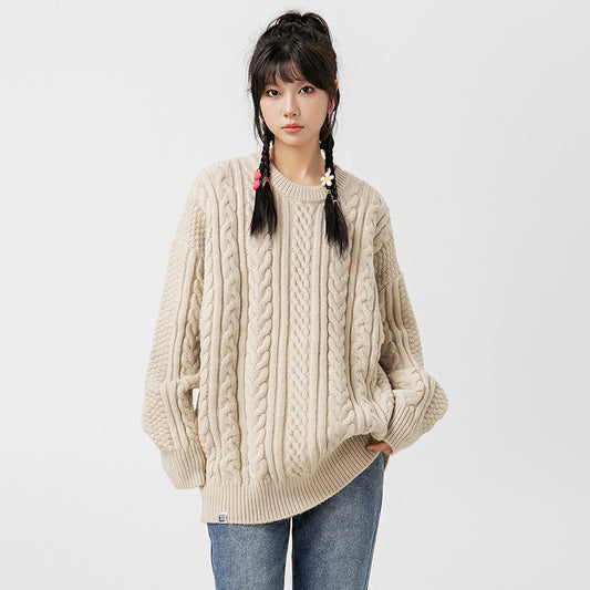 Japanese-style Retro Simple Sweater Male Couple Loose